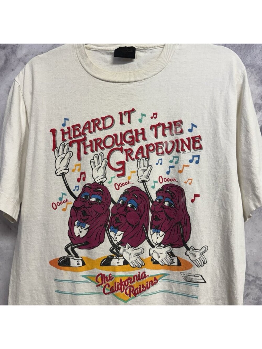 Vintage 80s California Raisins Shirt Mens XL White Grapevine Single Stitch Tee
